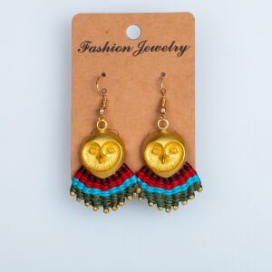 El Yapımı Pirinç Makrome Küpe Baykuş 3 Renk Seçeneği 1 Çift