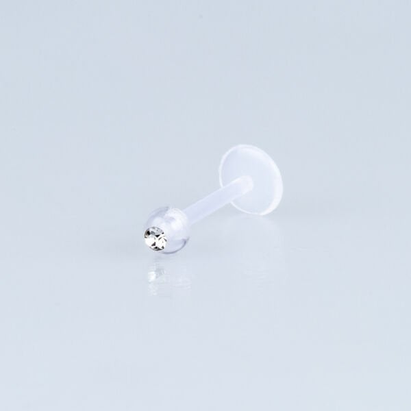 Piercing Labret Bioplast 3.5mm Taşlı Top Bar Boyu: 8mm