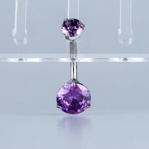 Piercing Titanyum Göbek Fashion 8mm Yuvarlak Taş