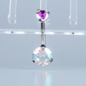 Piercing Titanyum Göbek Fashion 8mm Yuvarlak Taş