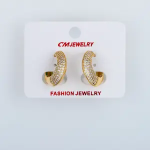 CM Jewelry 14K Kaplama Tırnaklı Halka Küpe