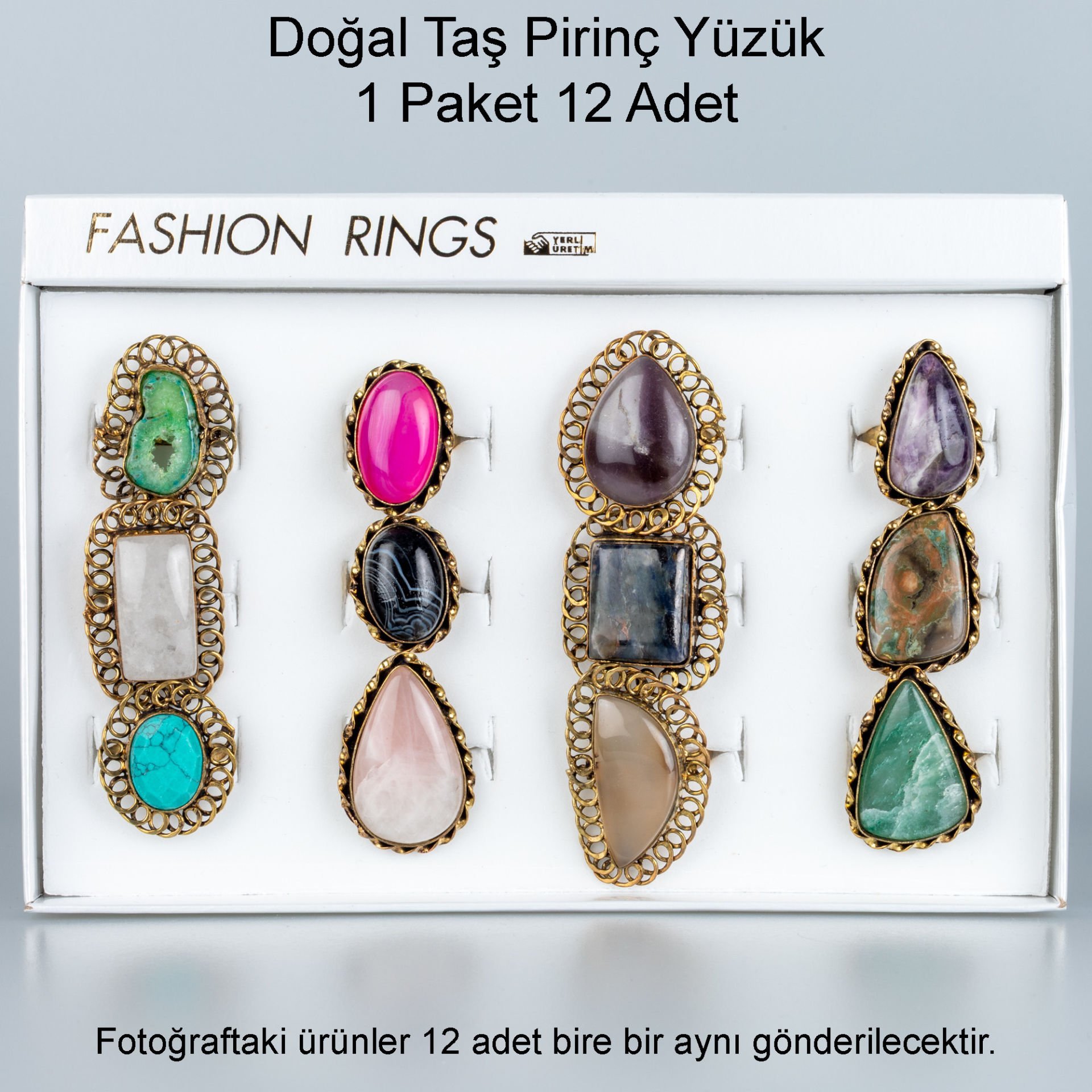 Natural Stone Brass Ring-Package