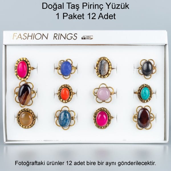 Doğal Taş Pirinç Yüzük-Paket