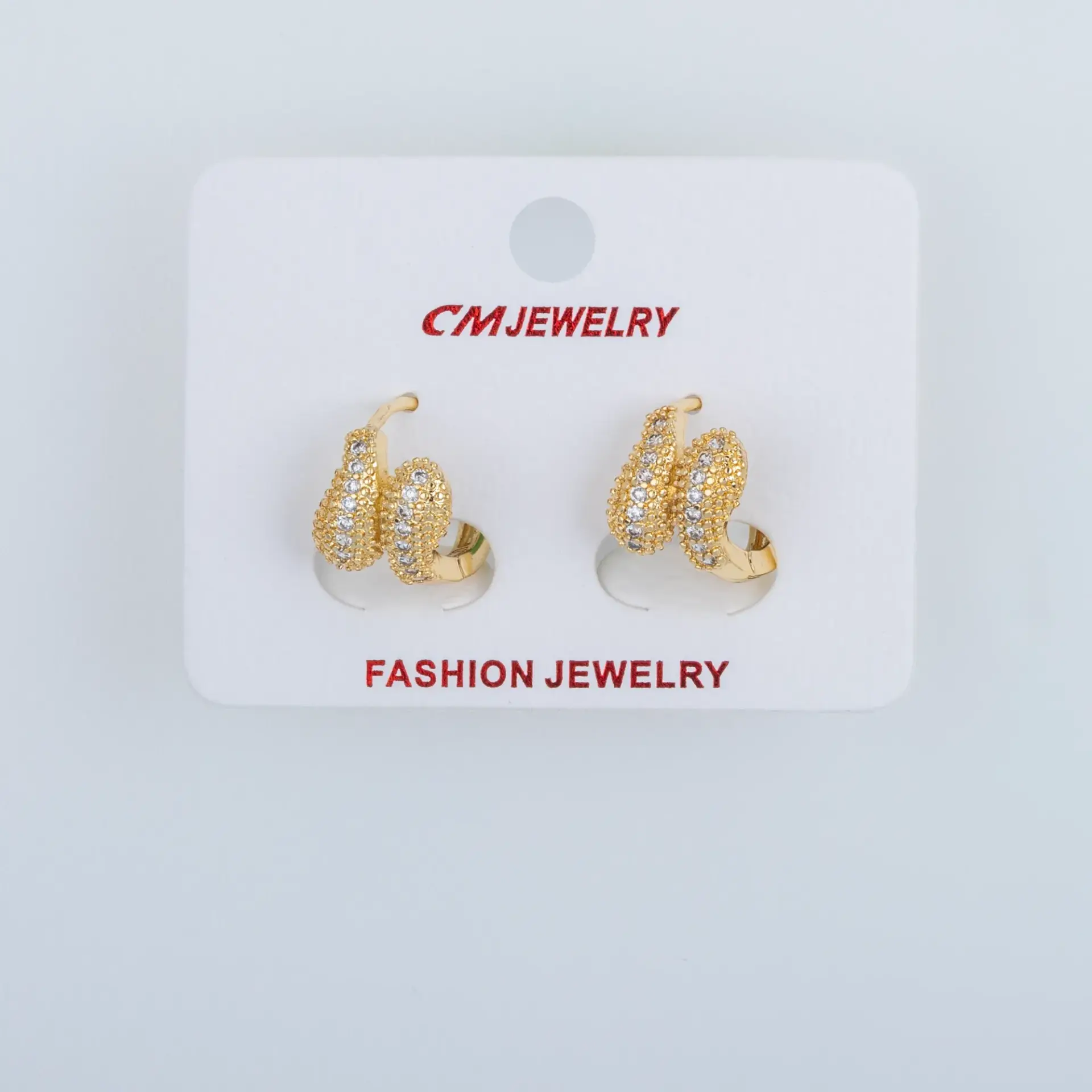 CM Jewelry 14K Kaplama Tırnaklı Halka Küpe