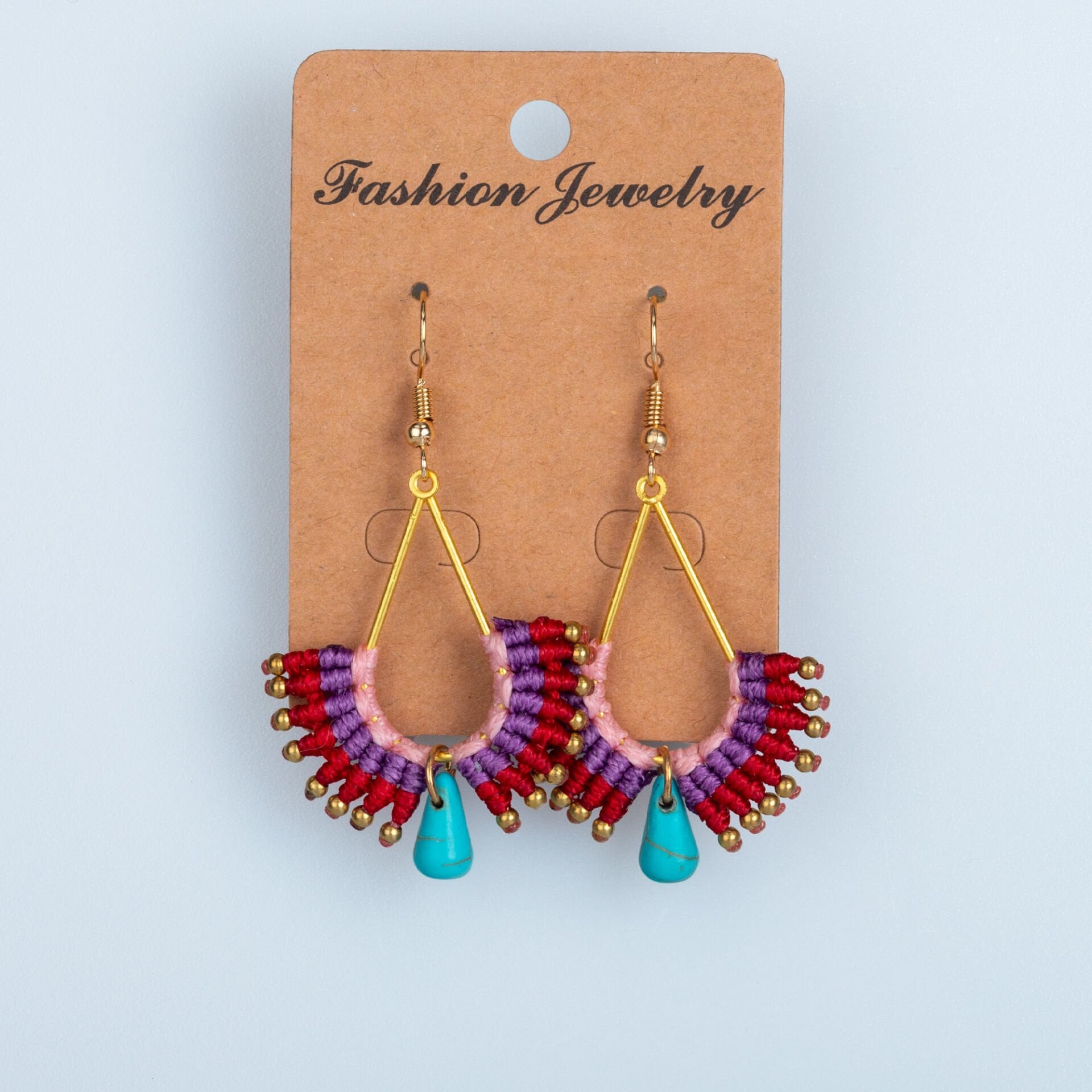 El Yapımı Pirinç Makrome Küpe 5 Renk Seçeneği 1 Çift Renk 5