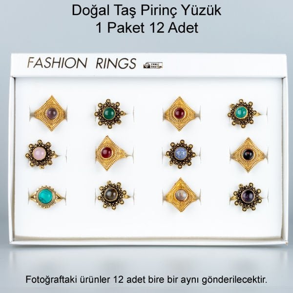 Doğal Taş Pirinç Yüzük-Paket