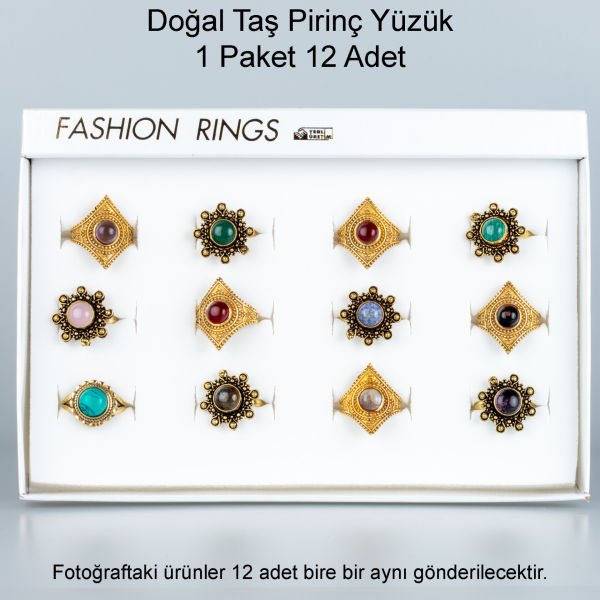 Doğal Taş Pirinç Yüzük-Paket