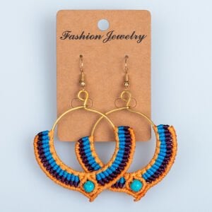 El Yapımı Pirinç Makrome Küpe 5 Renk Seçeneği 1 Çift