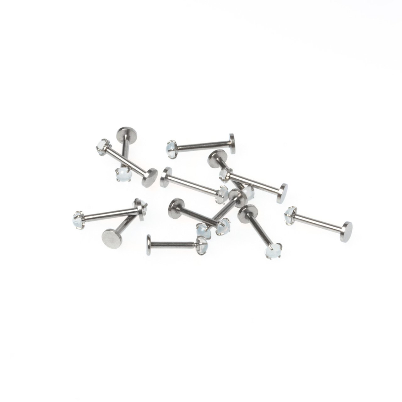 Toptan 316L Çelik Piercing Labret 3mm Akrilik Taş Boy: 1.2x10x3mm
