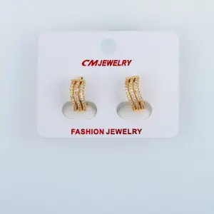 CM Jewelry 14K Kaplama Tırnaklı Halka Küpe