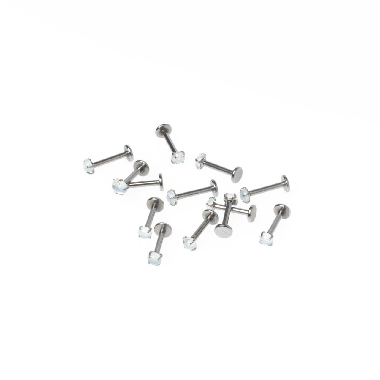 Toptan 316L Çelik Piercing Labret 3mm Akrilik Taş Boy: 1.2x8x3mm