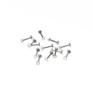 Toptan 316L Çelik Piercing Labret 3mm Akrilik Taş Boy: 1.2x8x3mm