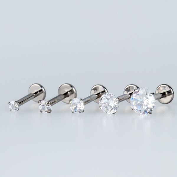 Piercing Titanyum Labret 4mm Taş Bar Boyu: 10mm