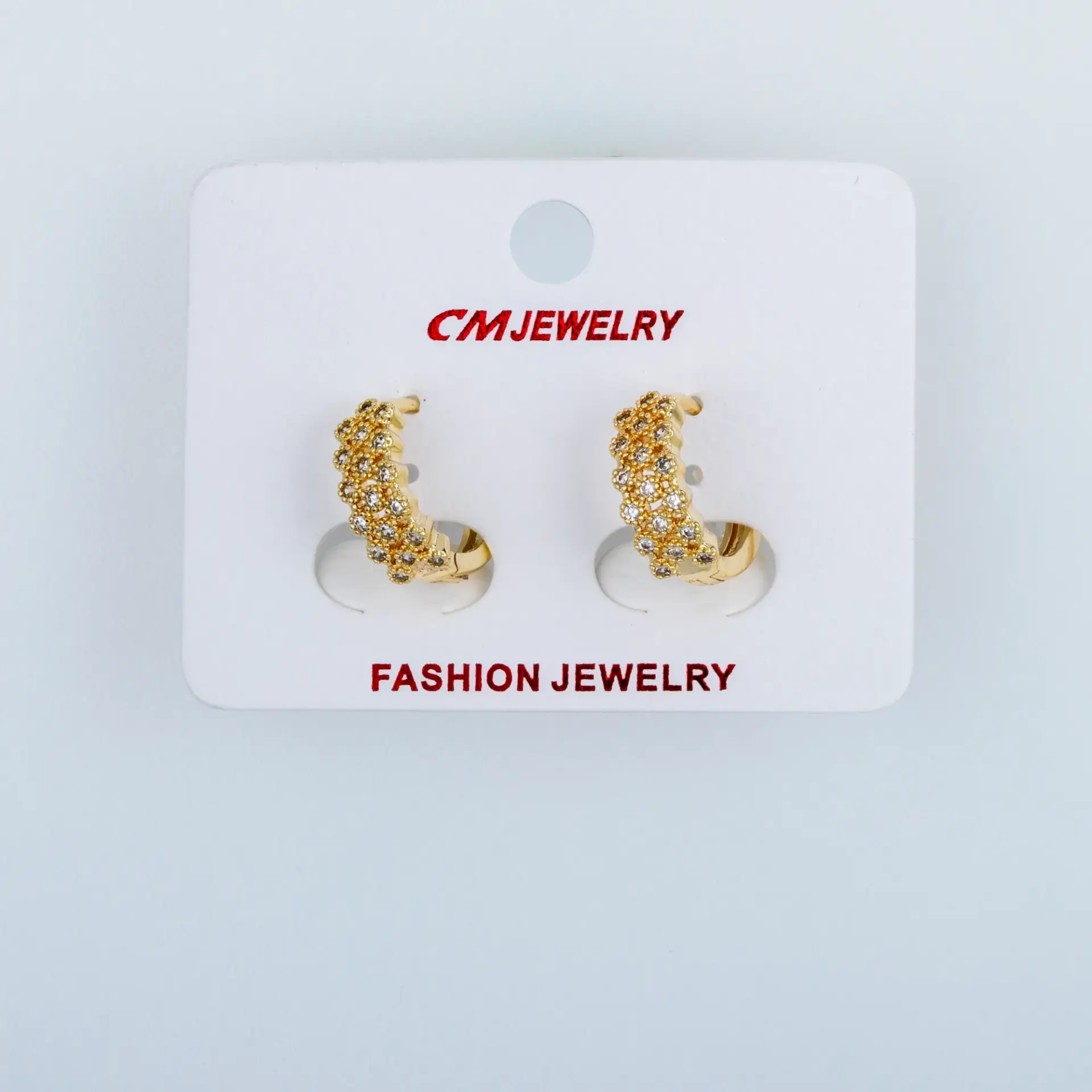 CM Jewelry 14K Kaplama Tırnaklı Halka Küpe