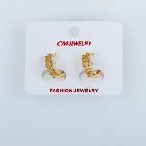 CM Jewelry 14K Kaplama Tırnaklı Halka Küpe