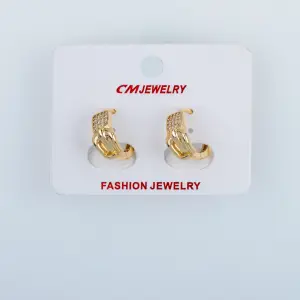 CM Jewelry 14K Kaplama Tırnaklı Halka Küpe