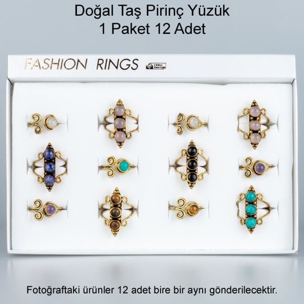 Doğal Taş Pirinç Yüzük-Paket