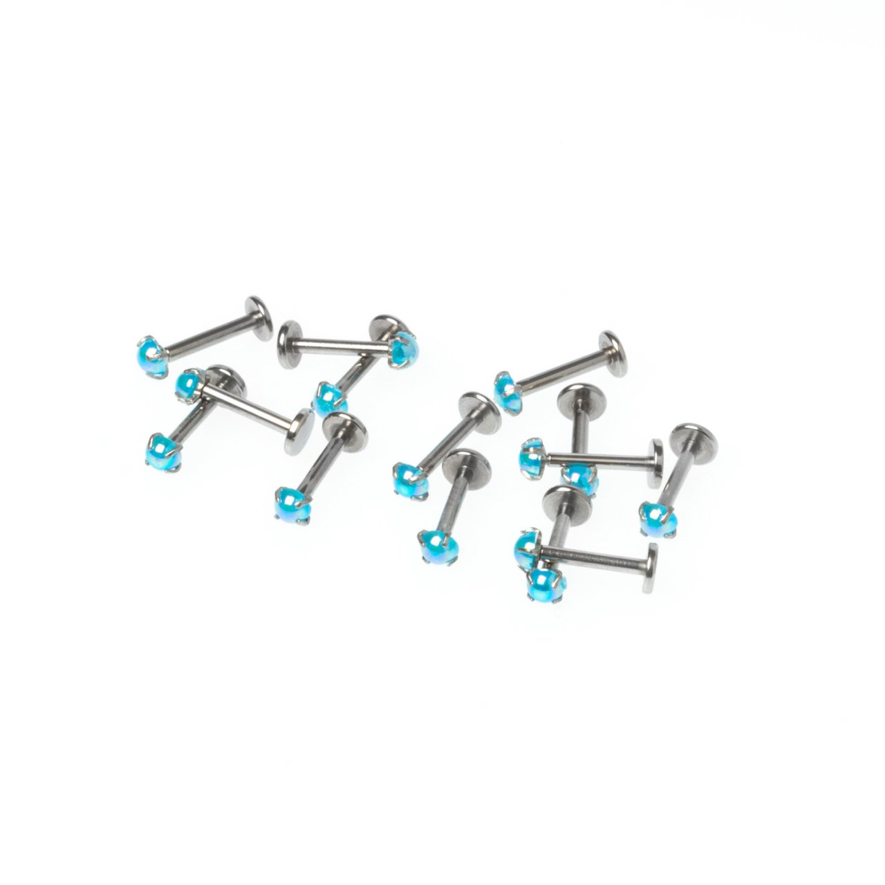 Toptan 316L Çelik Piercing Labret 3mm Akrilik Taş Boy: 1.2x10x3mm