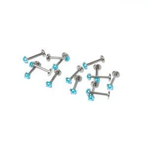 Toptan 316L Çelik Piercing Labret 3mm Akrilik Taş Boy: 1.2x10x3mm