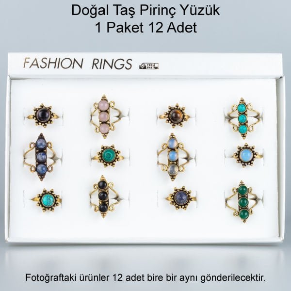 Doğal Taş Pirinç Yüzük-Paket