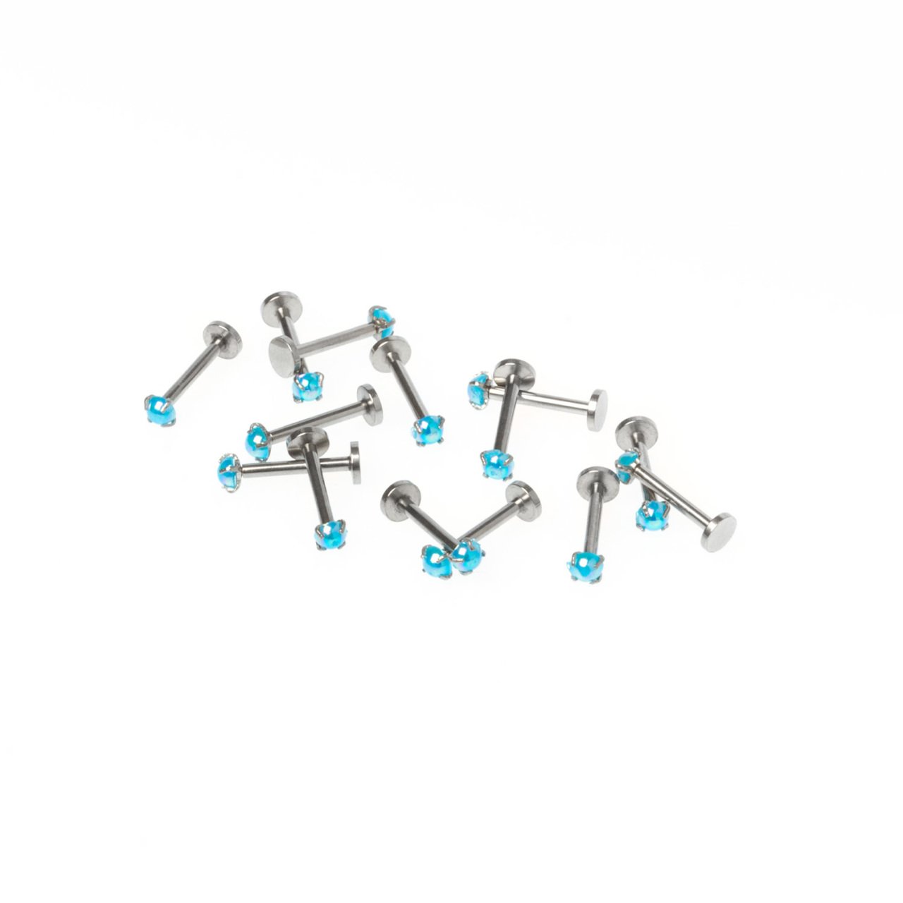 Toptan 316L Çelik Piercing Labret 3mm Akrilik Taş Boy: 1.2x8x3mm