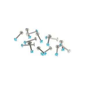 Toptan 316L Çelik Piercing Labret 3mm Akrilik Taş Boy: 1.2x8x3mm