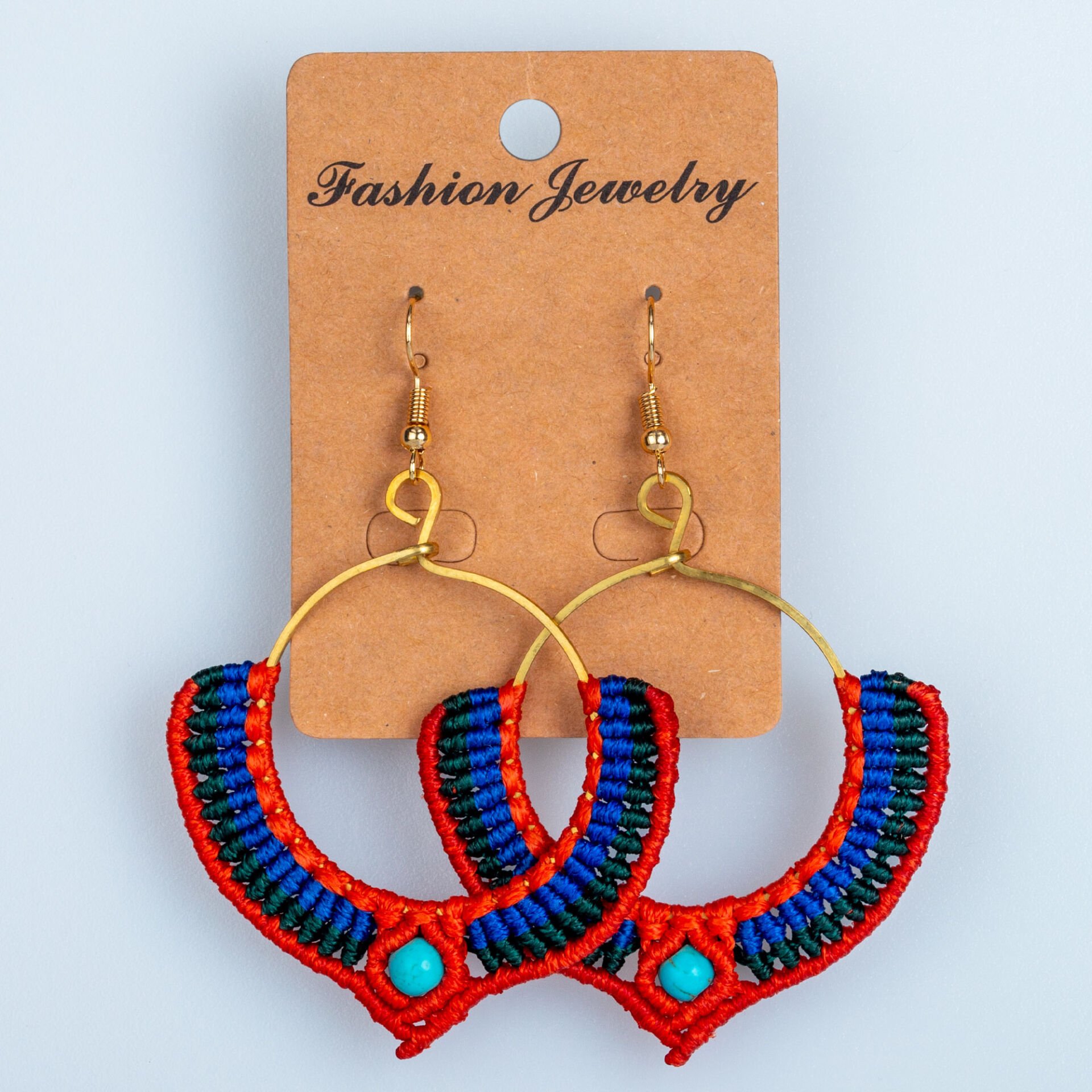 El Yapımı Pirinç Makrome Küpe 5 Renk Seçeneği 1 Çift Renk 5