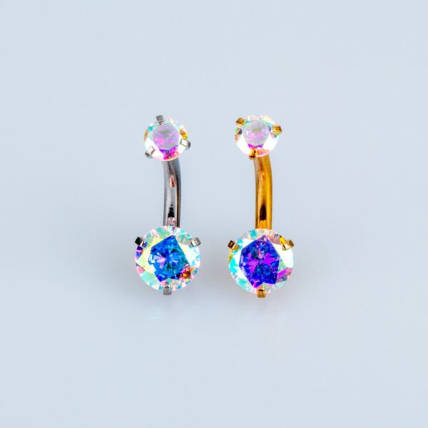 Piercing Göbek 6mm Yuvarlak Taş Sarı