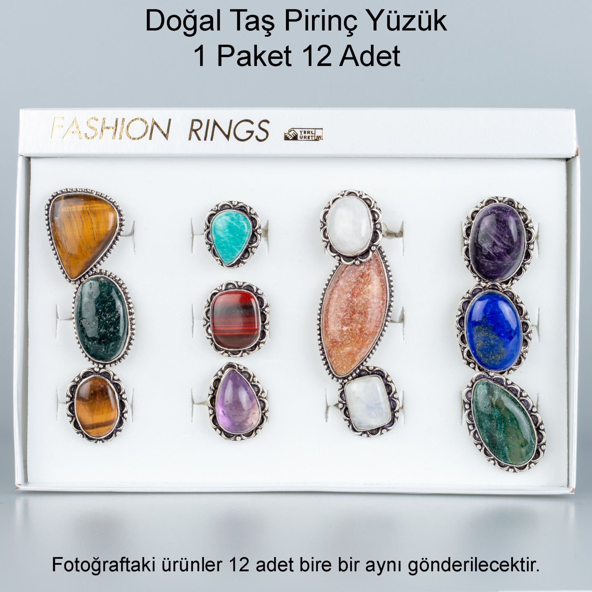 Natural Stone Brass Ring-Package