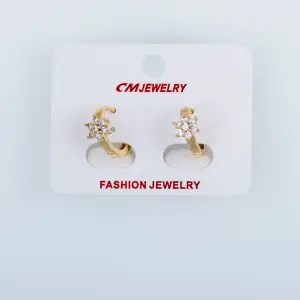 CM Jewelry 14K Kaplama Tırnaklı Halka Küpe Çiçek