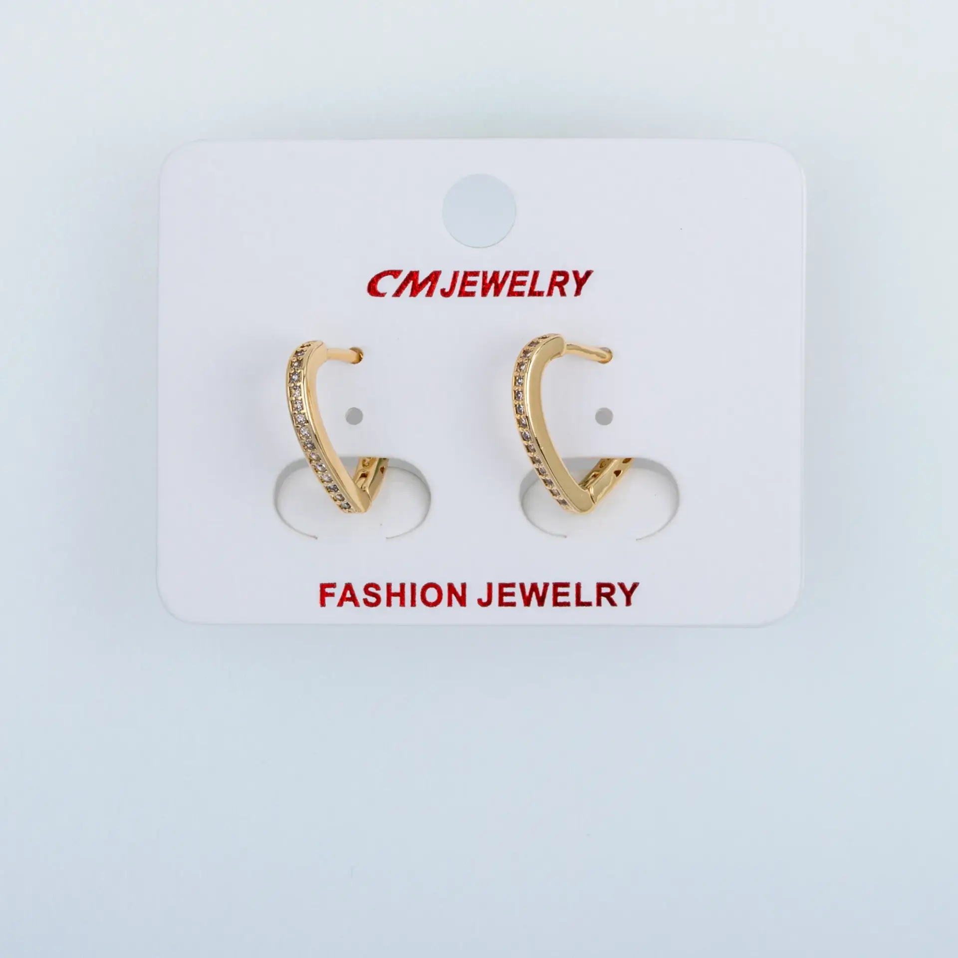 CM Jewelry 14K Kaplama Tırnaklı Halka Küpe Kalp