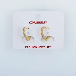 CM Jewelry 14K Kaplama Tırnaklı Halka Küpe Kalp