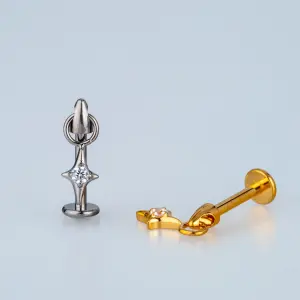 Piercing G23 Titanyum Tragus Helix Sarı 8mm