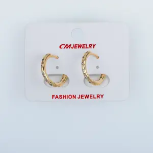 CM Jewelry 14K Kaplama Tırnaklı Halka Küpe