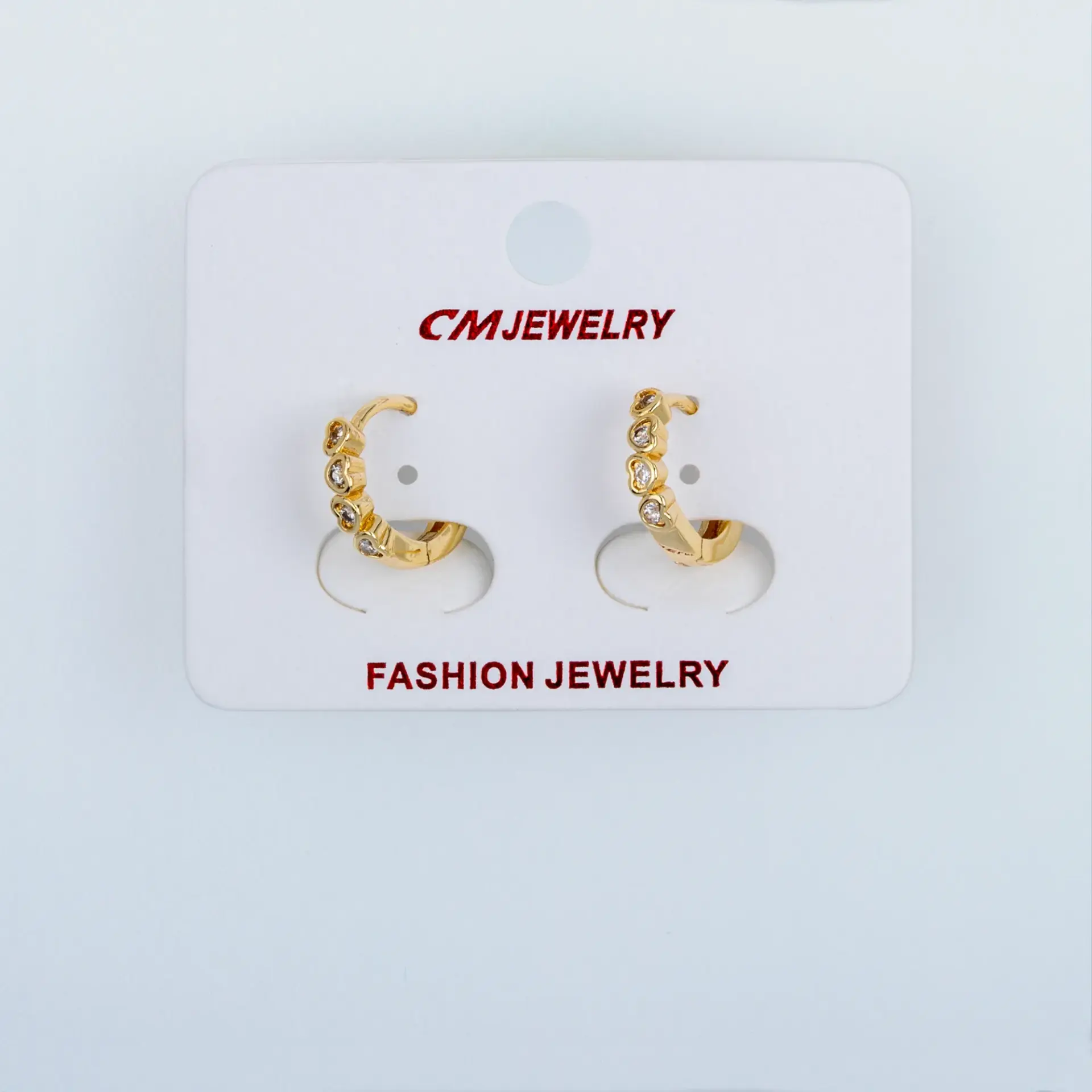 CM Jewelry 14K Kaplama Tırnaklı Halka Küpe kalp