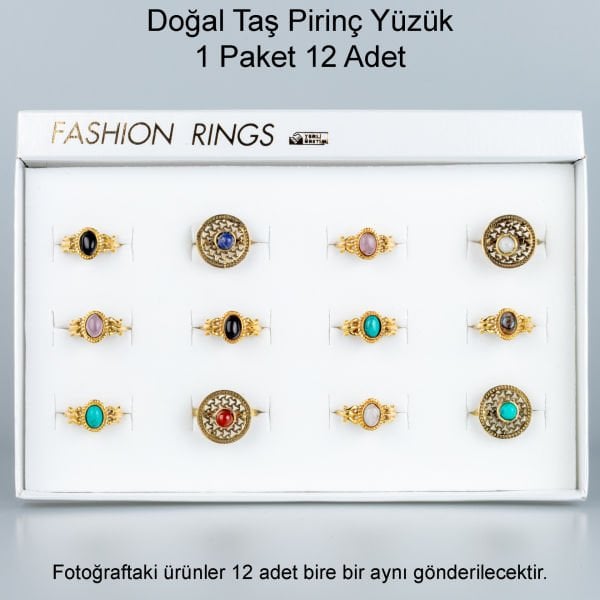 Doğal Taş Pirinç Yüzük-Paket