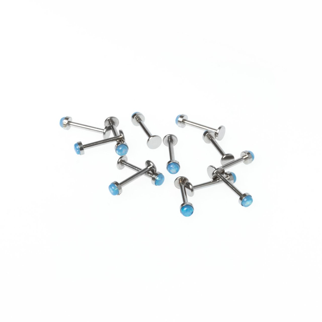 Toptan 316L Çelik Piercing Labret 3.5mm Fake Opal Taş Boy: 1.2x10x3.5mm