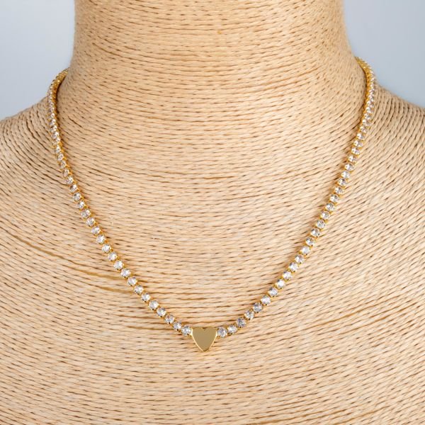 Steel Necklace with Stone