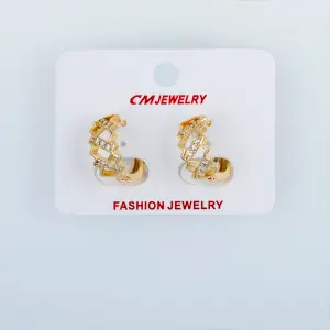 CM Jewelry 14K Kaplama Tırnaklı Halka Küpe