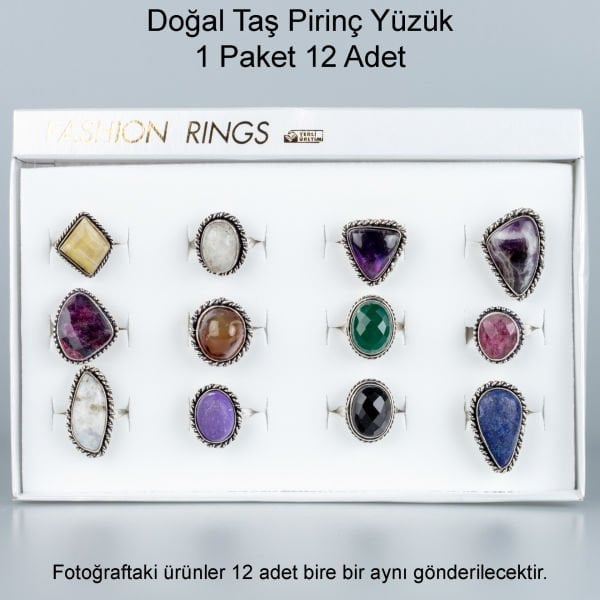 Doğal Taş Pirinç Yüzük-Paket