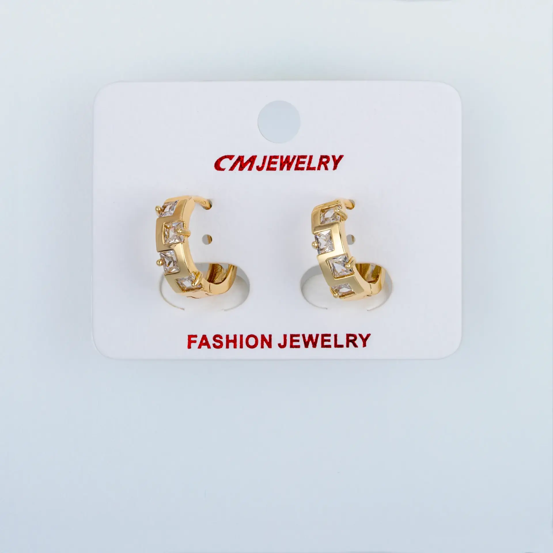 CM Jewelry 14K Kaplama Tırnaklı Halka Küpe