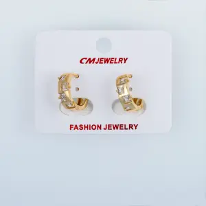 CM Jewelry 14K Kaplama Tırnaklı Halka Küpe