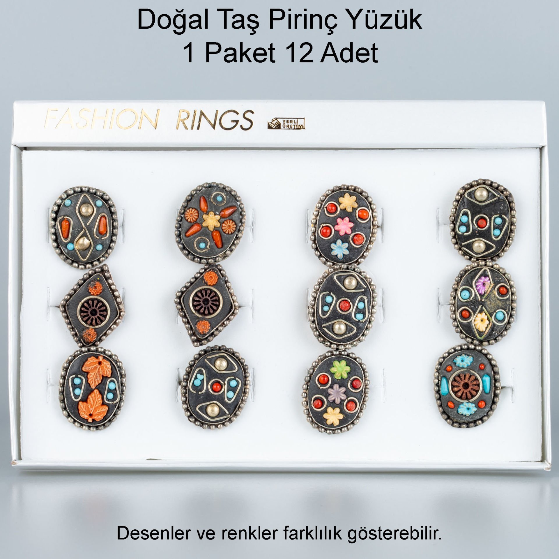 Natural Stone Brass Ring-Package