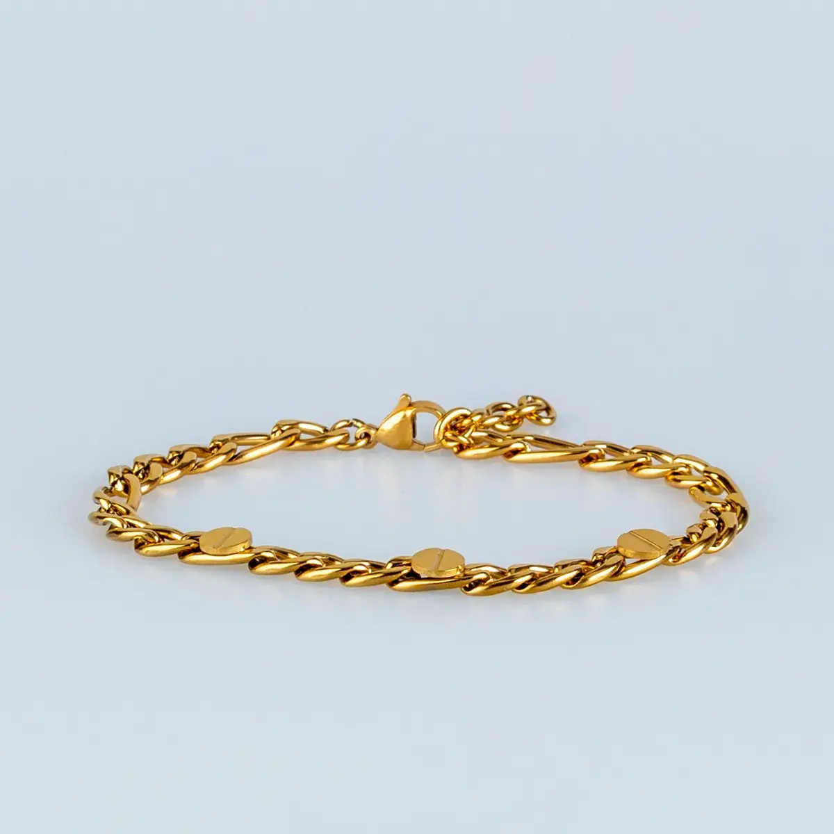 Toptan Erkek 316L Çelik Gold Vida Detaylı Gurmet Bileklik