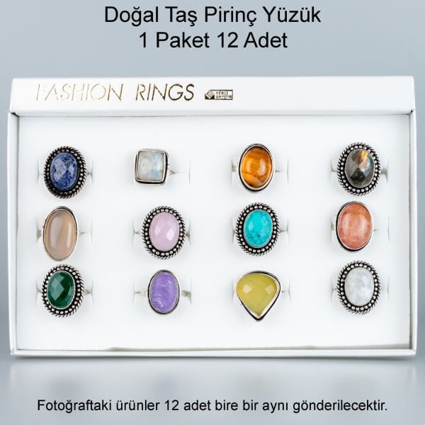 Doğal Taş Pirinç Yüzük-Paket