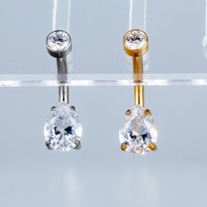 Piercing Titanyum Göbek Fashion 6mm Damla Taş