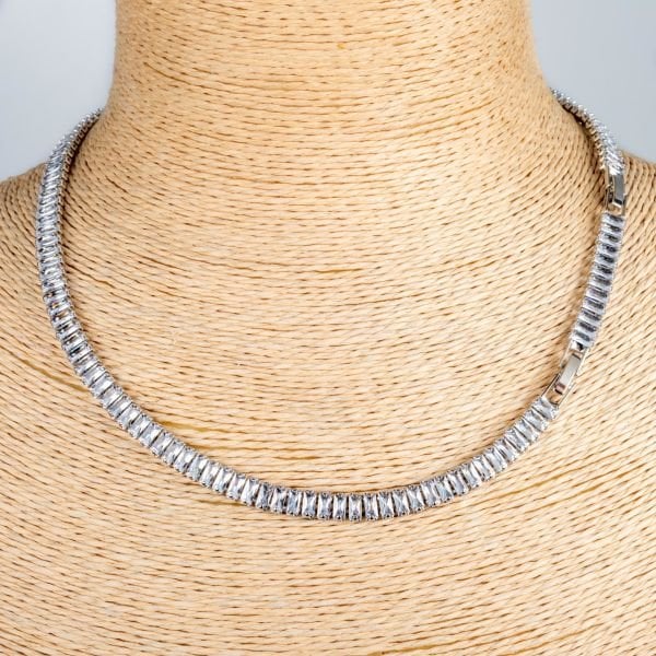 Steel Necklace with Stone