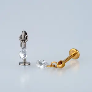 Piercing G23 Titanyum Tragus Damla Beyaz 8mm