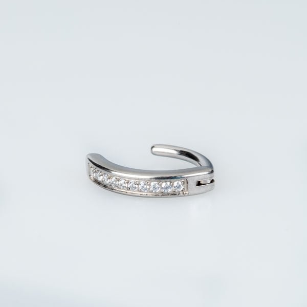 Piercing Çelik Göbek Taşlı Beyaz