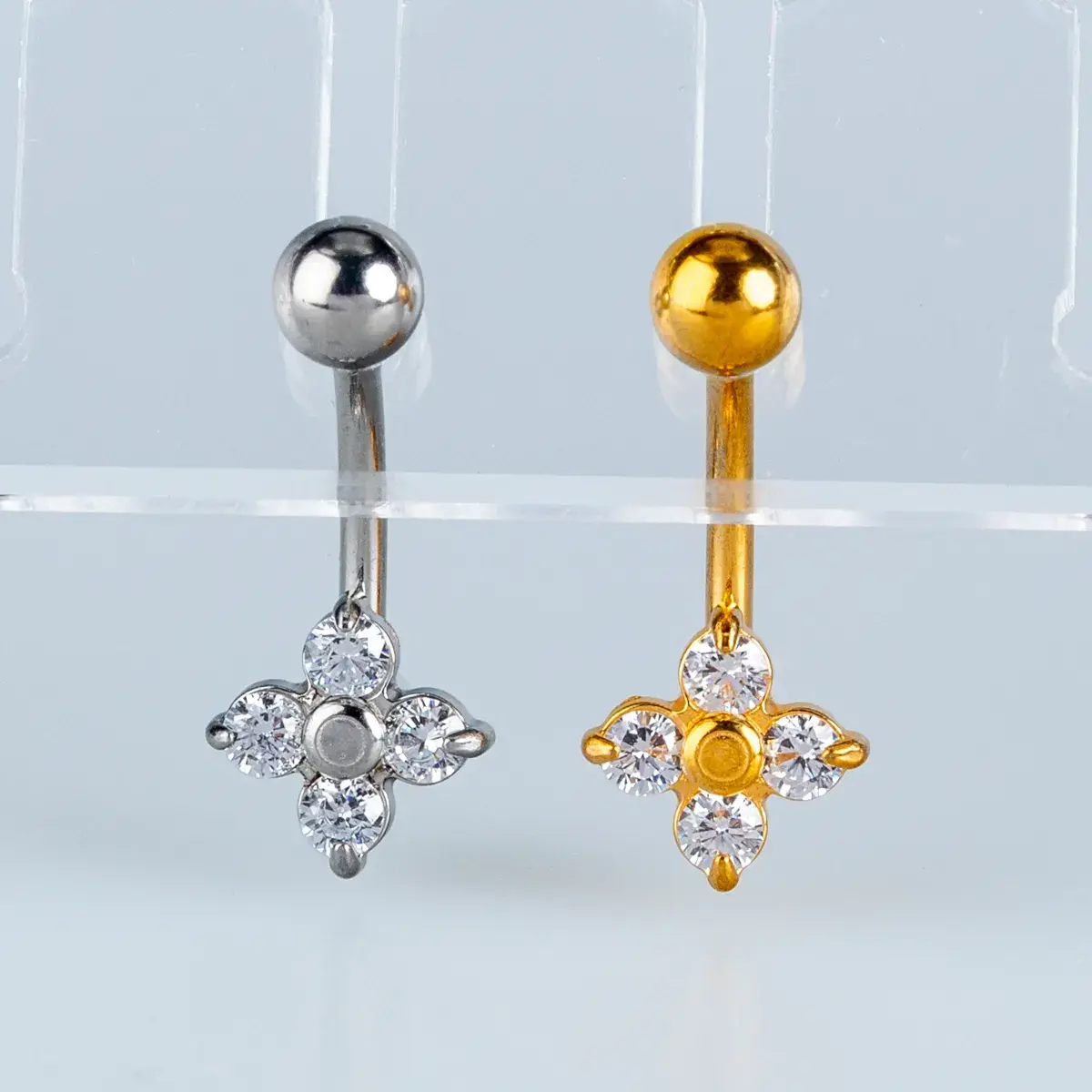 Toptan Piercing 316L Çelik Çiçek Göbek - Vos Etnik Takı